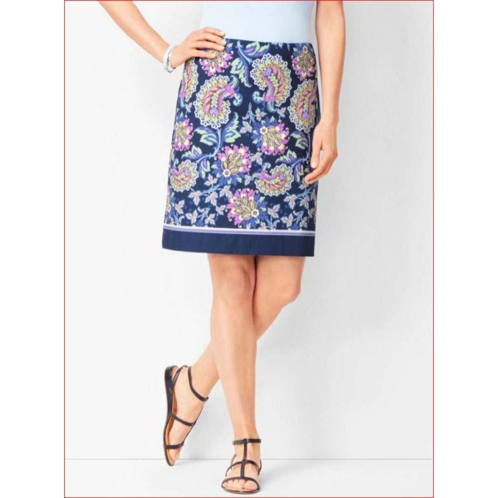 Talbots Petites Blue Floral Paisley A-Line Skirt Size 18P 326966